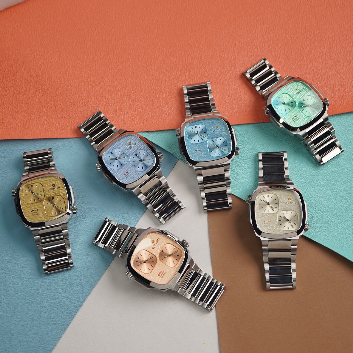 Vesuviate Attivo-Duplex 39mm Cyan Blue Dual Dial - Horology Story Youtube Store