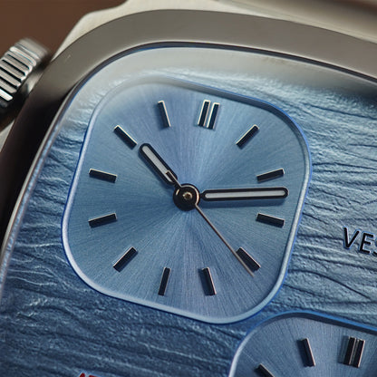 Vesuviate Attivo-Duplex 39mm Cyan Blue Dual Dial - Horology Story Youtube Store