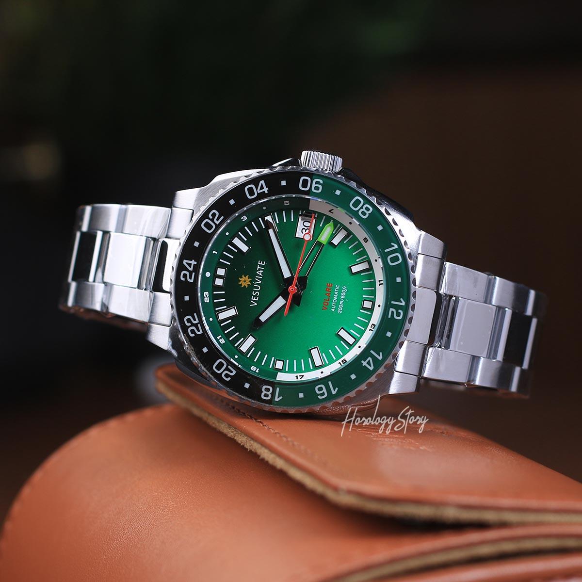 Vesuviate Volare 41mm GMT Green Dial - Horology Story Youtube Store