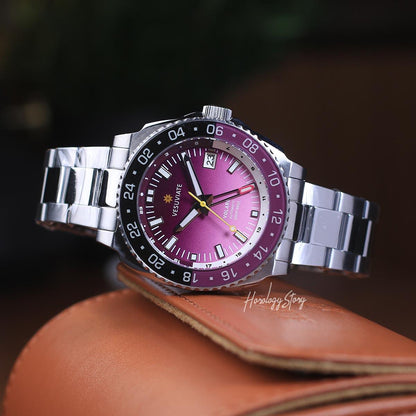 Vesuviate Volare 41mm GMT Purple Dial - Horology Story Youtube Store