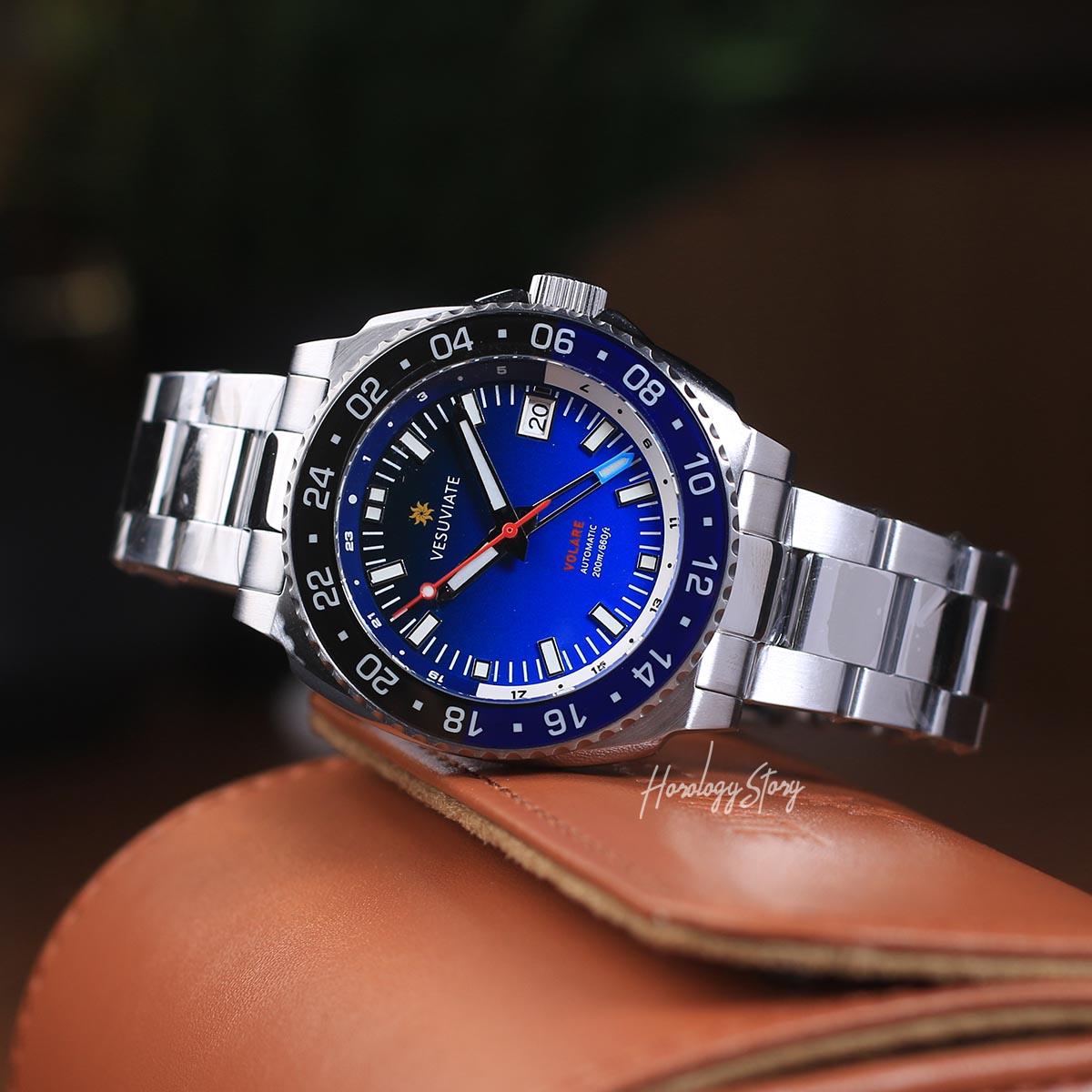Vesuviate Volare 41mm GMT Blue Dial - Horology Story Youtube Store