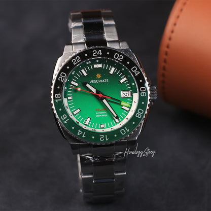 Vesuviate Volare 41mm GMT Green Dial - Horology Story Youtube Store