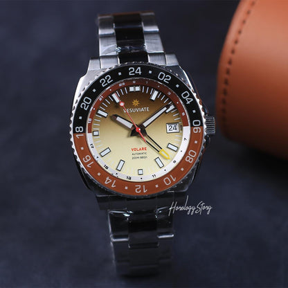 Vesuviate Volare 41mm GMT Brown Dial - Horology Story Youtube Store