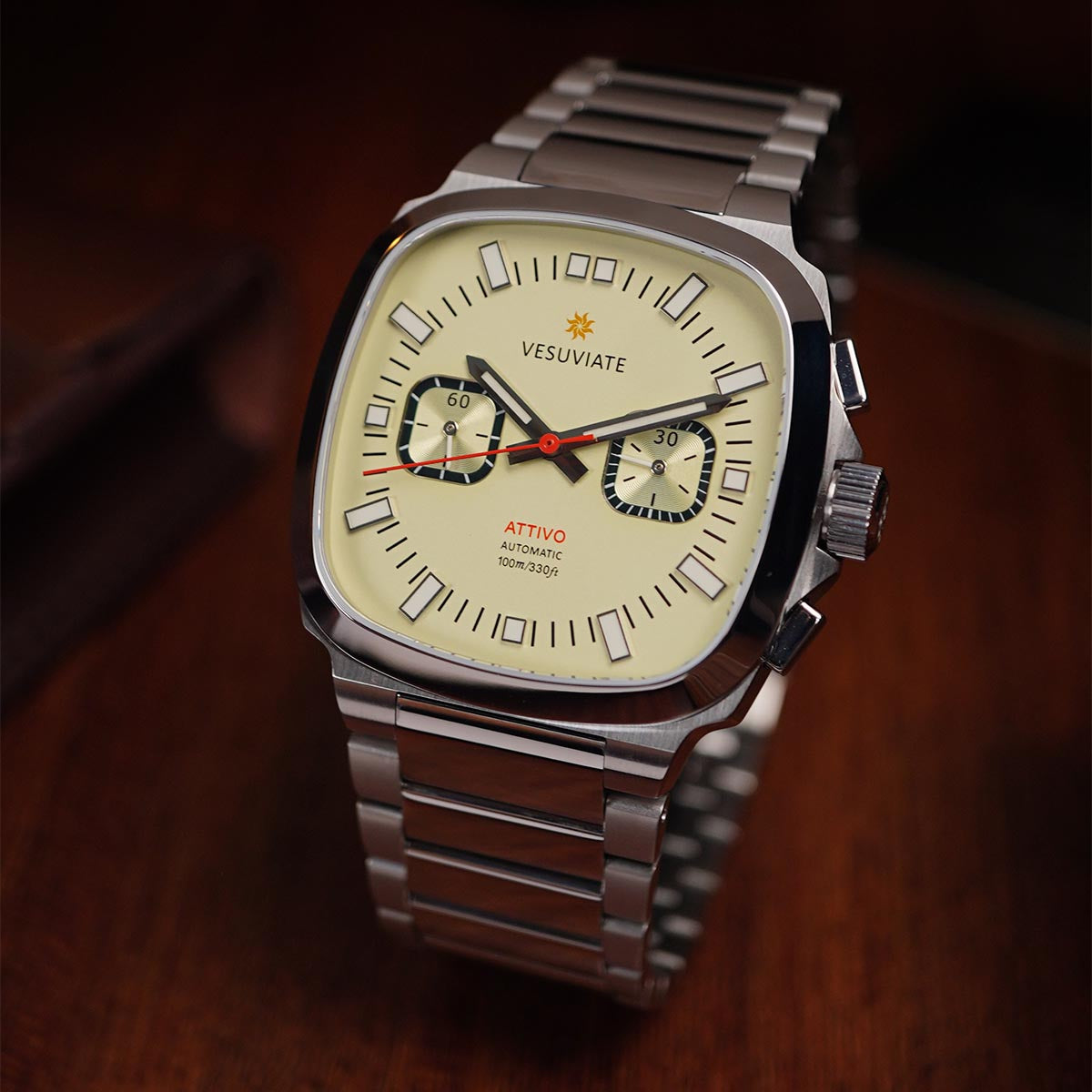 Vesuviate Attivo Chrono 39mm Pale Yellow Dial Automatic - Horology Story Youtube Store