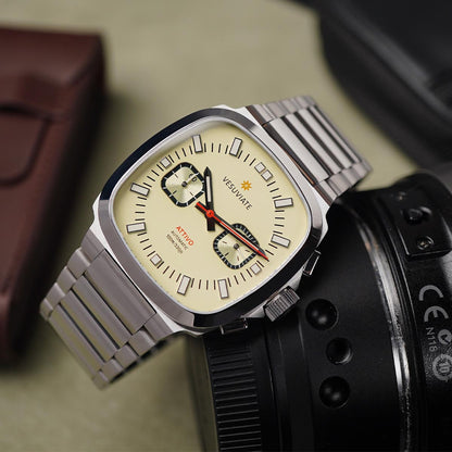 Vesuviate Attivo Chrono 39mm Pale Yellow Dial Automatic - Horology Story Youtube Store