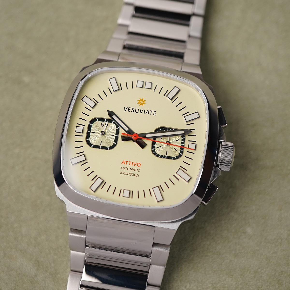 Vesuviate Attivo Chrono 39mm Pale Yellow Dial Automatic - Horology Story Youtube Store