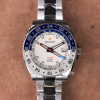 Vesuviate Volare 41mm GMT White Lumed Dial - Horology Story Youtube Store