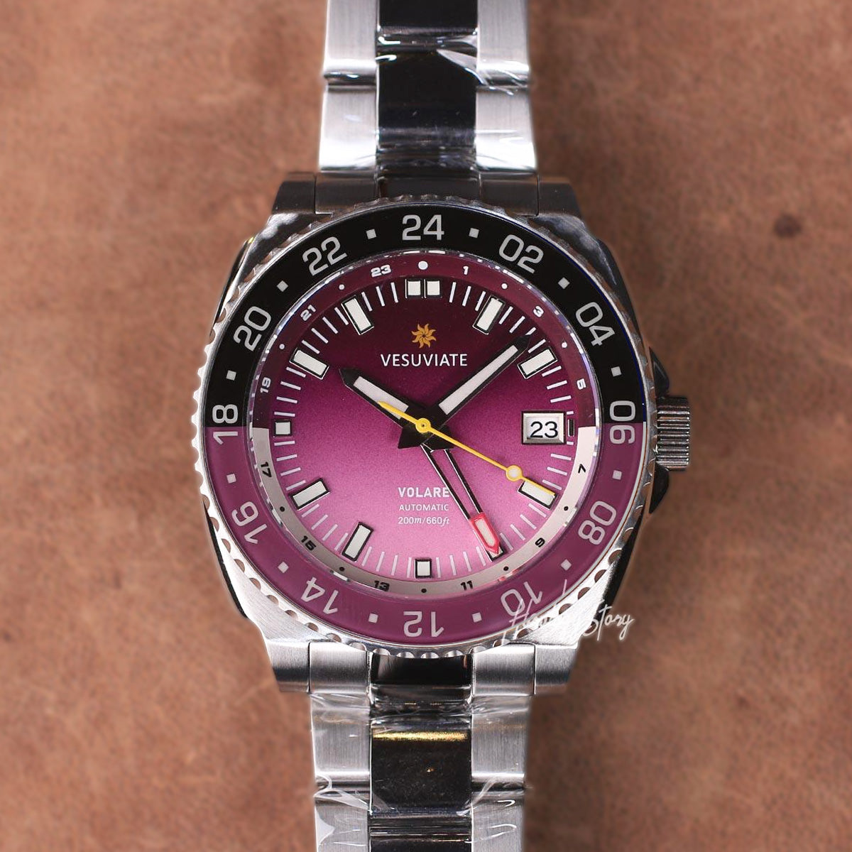 Vesuviate Volare 41mm GMT Purple Dial - Horology Story Youtube Store