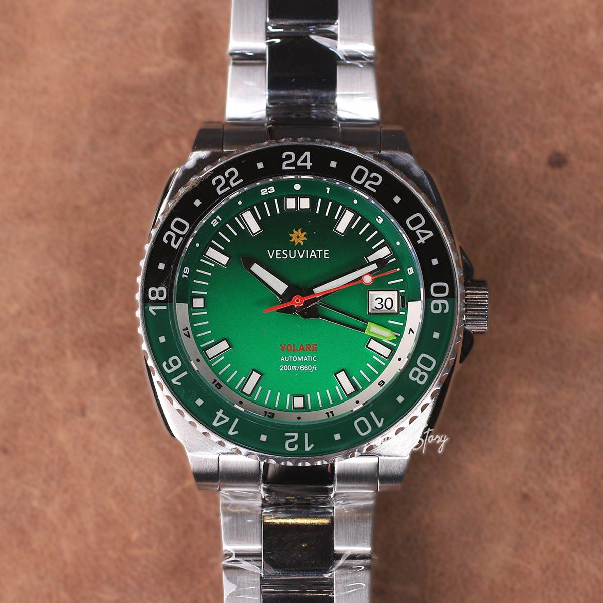 Vesuviate Volare 41mm GMT Green Dial - Horology Story Youtube Store