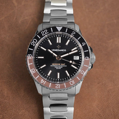 Venezianico Nereide GMT 39mm 3521504C Black Brown - Horology Story Youtube Store