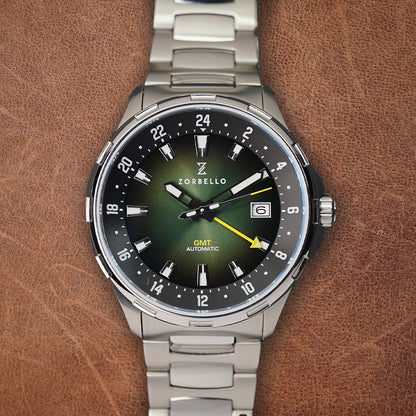 Zorbello G1 Mechanical GMT Degrade Green ZBAF006 - Horology Story Youtube Store