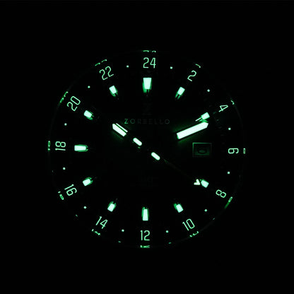 Zorbello G1 Mechanical GMT Degrade Green ZBAF006 - Horology Story Youtube Store