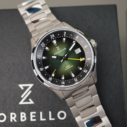 Zorbello G1 Mechanical GMT Degrade Green ZBAF006 - Horology Story Youtube Store