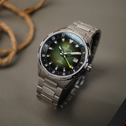 Zorbello G1 Mechanical GMT Degrade Green ZBAF006 - Horology Story Youtube Store