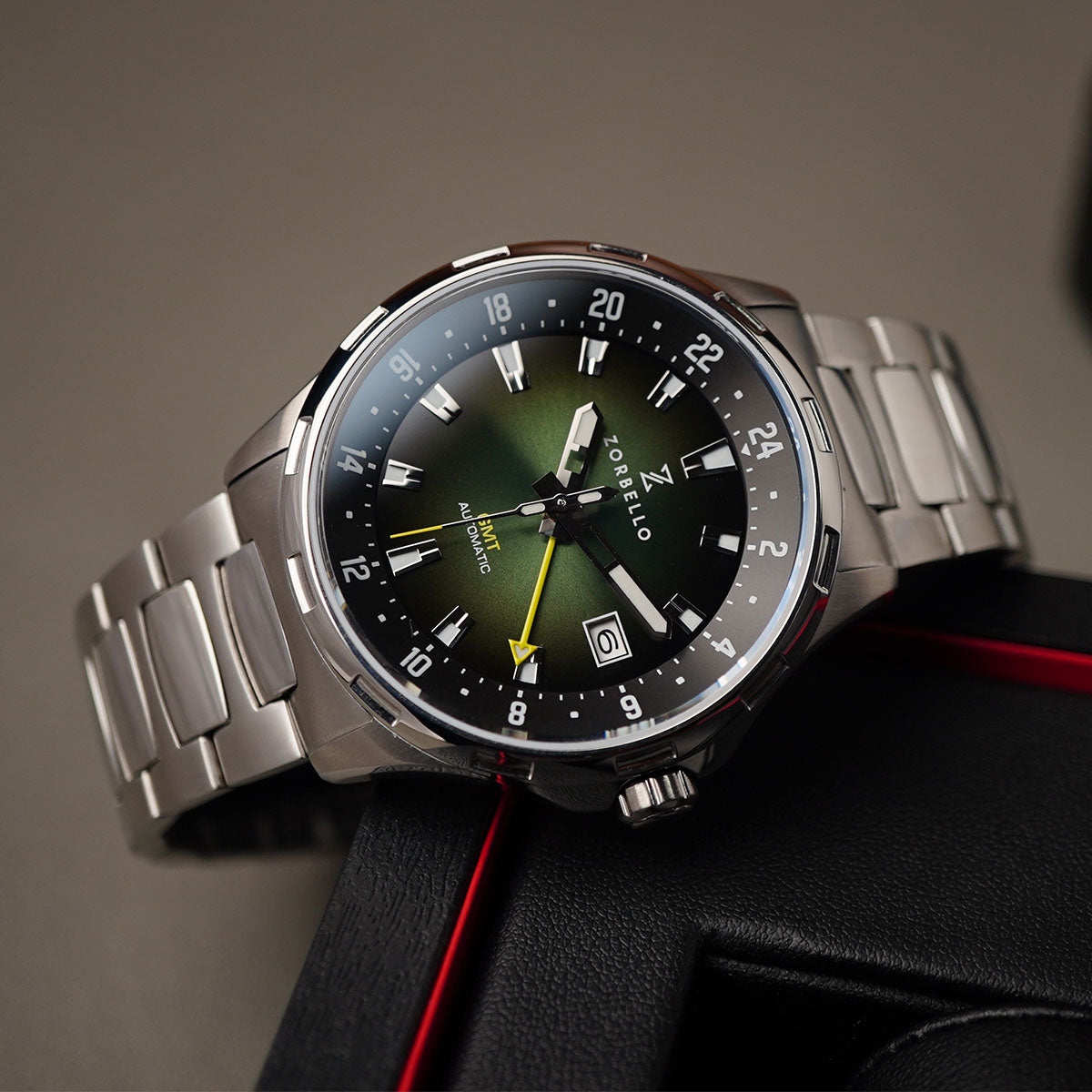 Zorbello G1 Mechanical GMT Degrade Green ZBAF006 - Horology Story Youtube Store