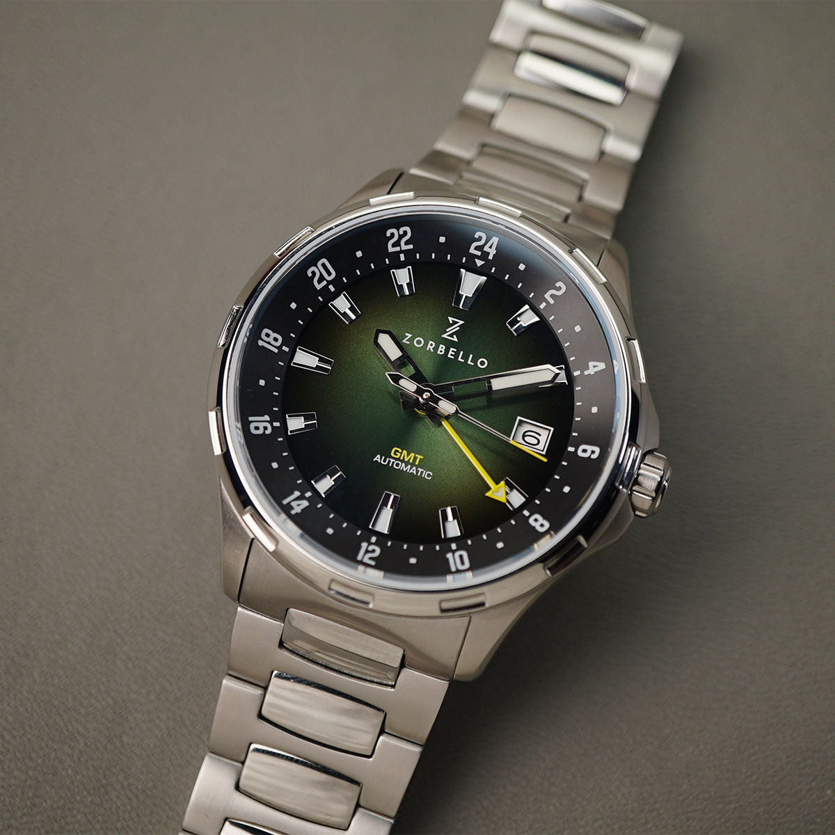 Zorbello G1 Mechanical GMT Degrade Green ZBAF006 - Horology Story Youtube Store