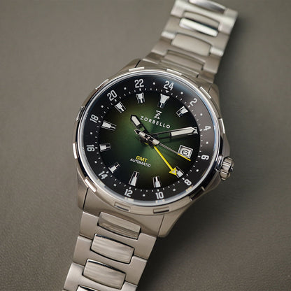 Zorbello G1 Mechanical GMT Degrade Green ZBAF006 - Horology Story Youtube Store