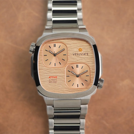 Vesuviate Attivo-Duplex 39mm Rose Gold Dual Dial - Horology Story Youtube Store