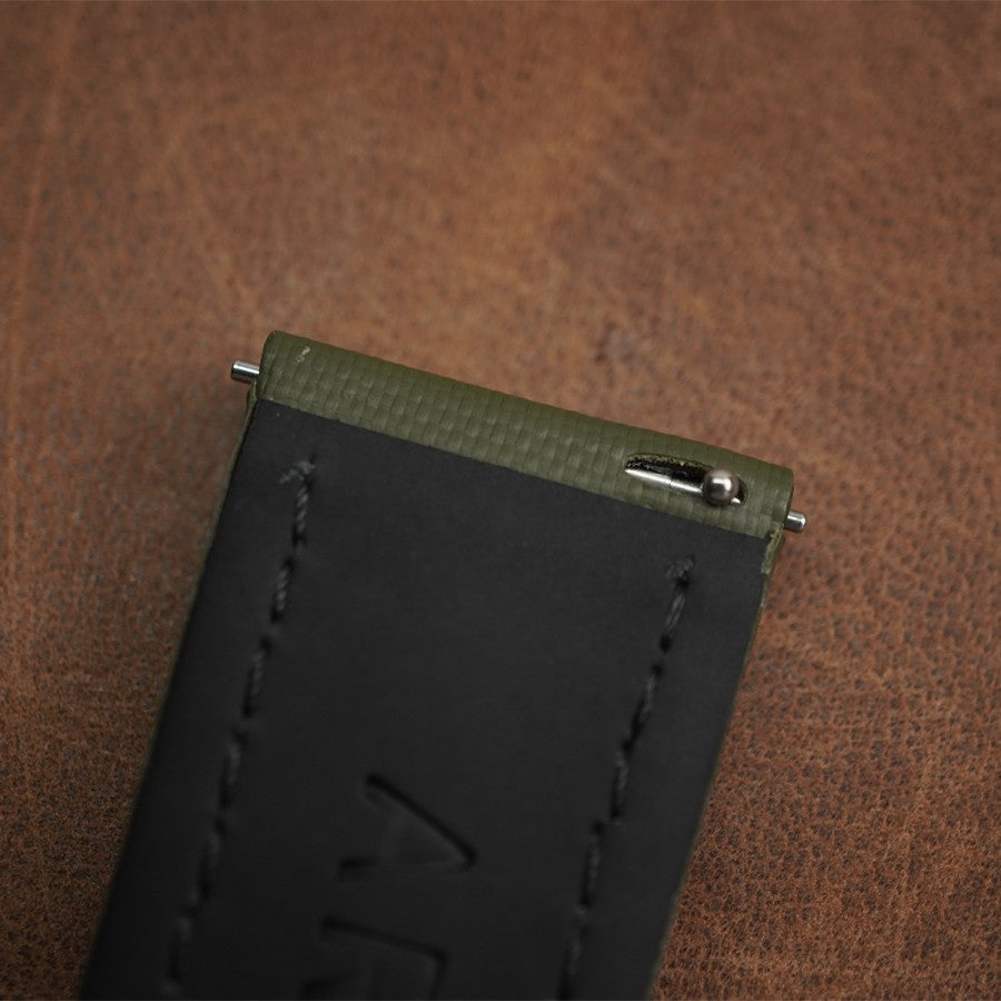 Artem Sailcloth Classic Khaki Green - Green Stitching