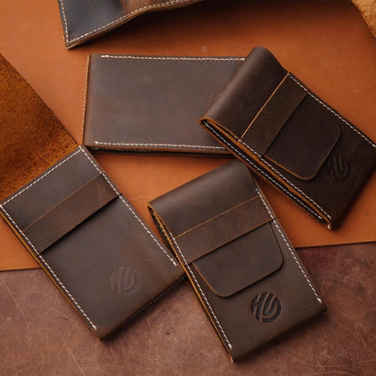 HS Premium Genuine Crazy Horse Leather Watch Pouch