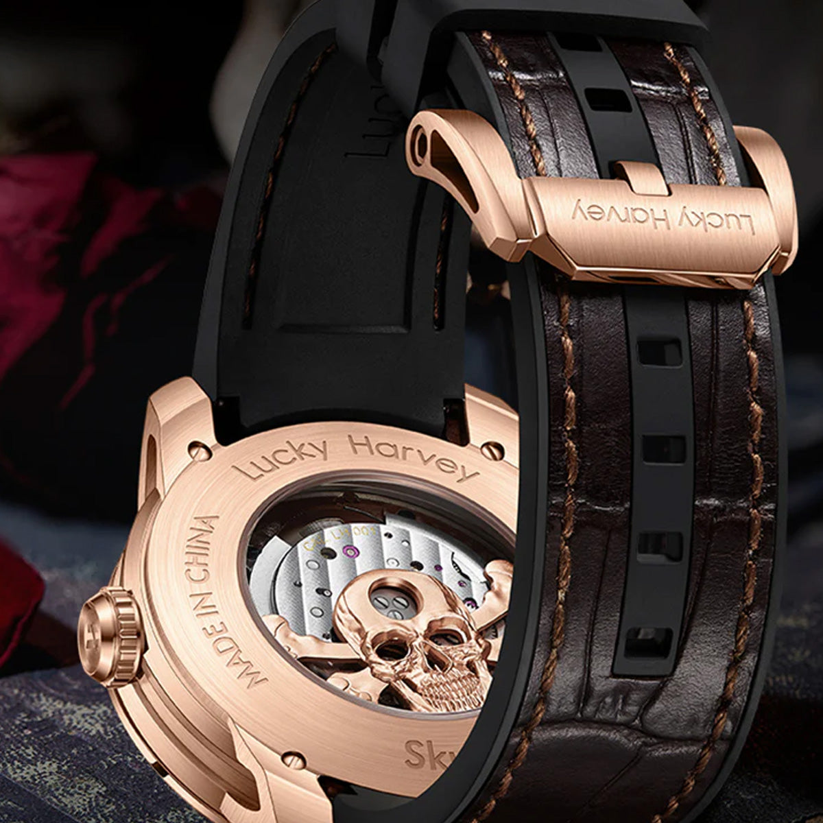 LUCKY HARVEY Skull Automatic Rose Gold - Horology Story Youtube Store