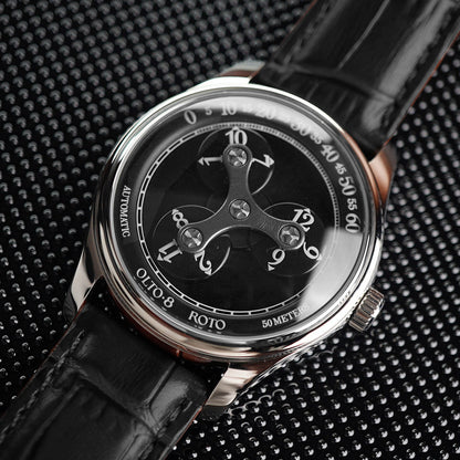 Olto-8 Roto Wandering Hour Midnight Black (Upgraded Dial) - Horology Story Youtube Store