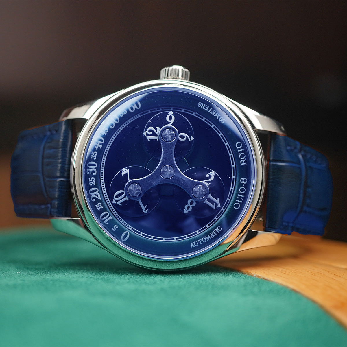 Olto-8 Roto Wandering Hour Ocean Blue (Upgraded Dial) - Horology Story Youtube Store