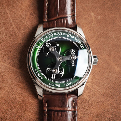 Olto-8 Roto Wandering Hour Jade Green (Upgraded Dial) - Horology Story Youtube Store
