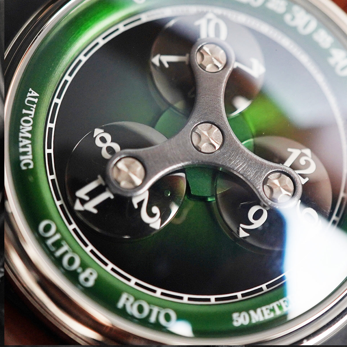 Olto-8 Roto Wandering Hour Jade Green (Upgraded Dial) - Horology Story Youtube Store