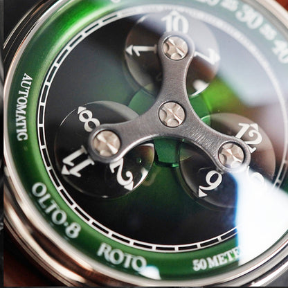 Olto-8 Roto Wandering Hour Jade Green (Upgraded Dial) - Horology Story Youtube Store