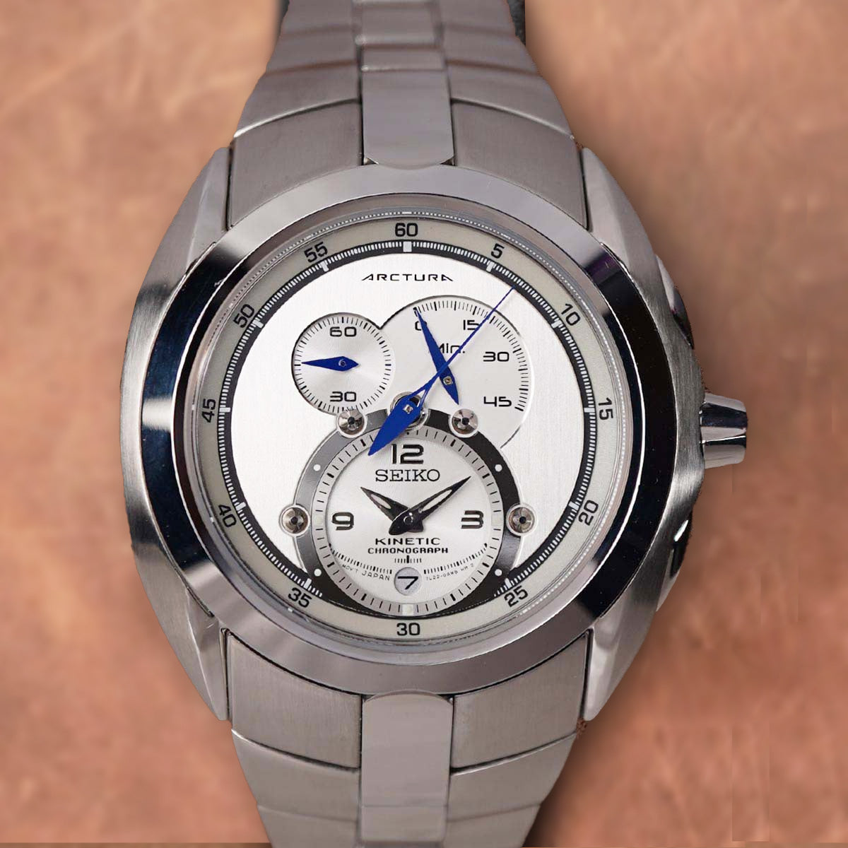 Seiko Arctura SNL045P1 42mm Kinetic Chronograph White Dial - Horology Story Youtube Store