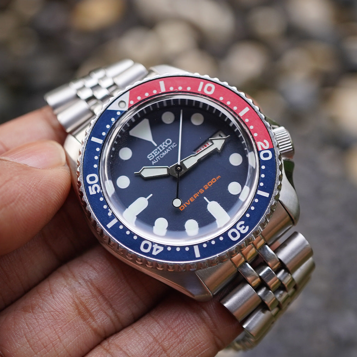 Seiko SKX009 Pepsi Top Hat Sapphire Crystal Mod (Watch Only)