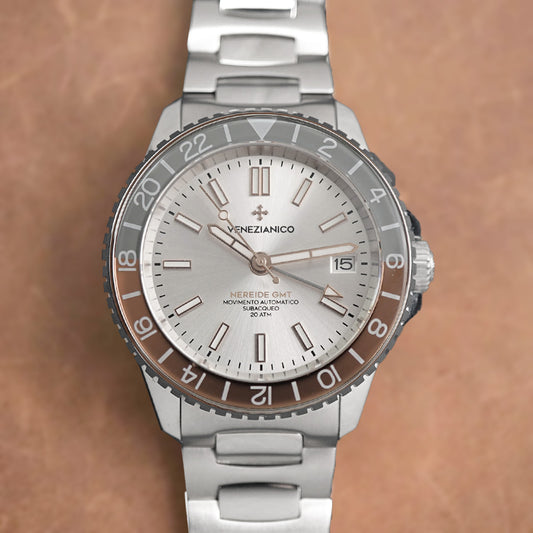 Venezianico Nereide GMT 39mm 3521503C Gray Brown - Horology Story Youtube Store
