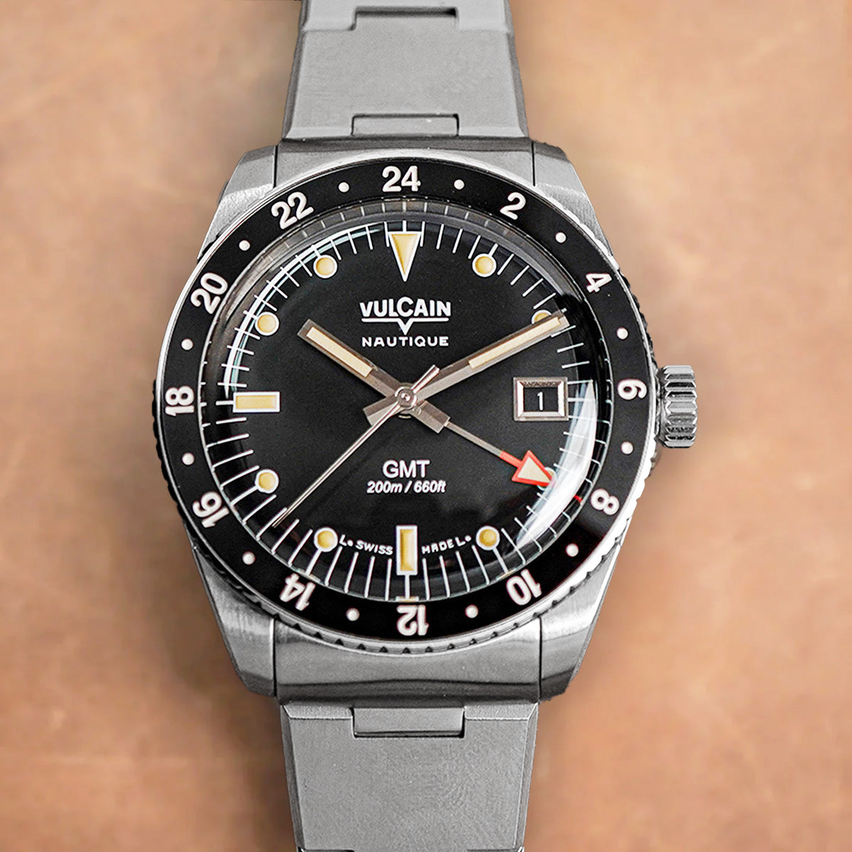 Vulcain Skindiver GMT - Black Luminova Beige