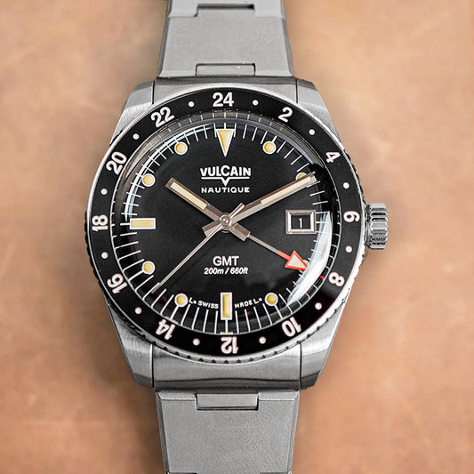 Vulcain Skindiver GMT - Black Luminova Beige